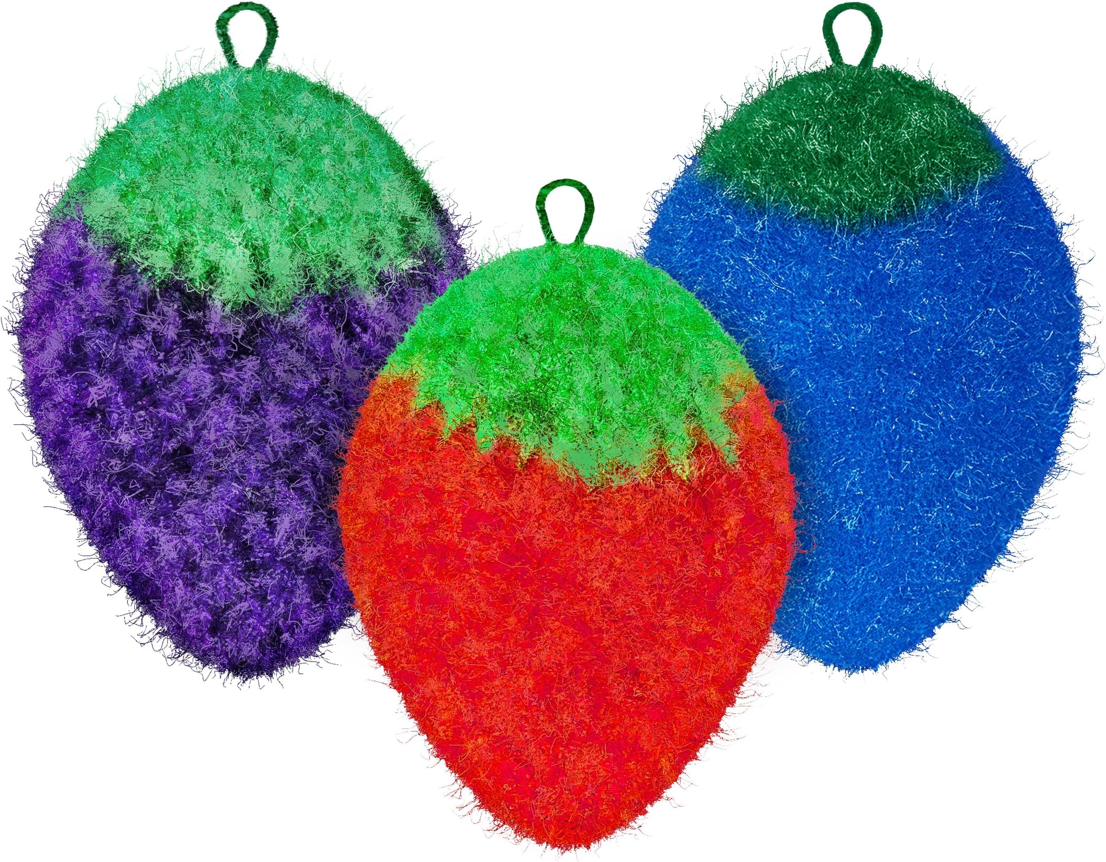 Non-Scratch Dish Scrubber-Long Lasting & Odorless, Safe on Non-Stick, Cast Iron, Glass and Other Surfaces, Reusable Kitchen Sponge Alternative for Kitchen, Bathroom & Floors (Pack of 3)