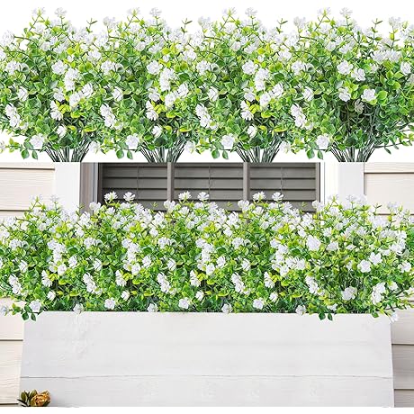 AmyHomie Artificial Flowers for Outdoor UV Resistant Faux Floral Greenery Shrubs No...