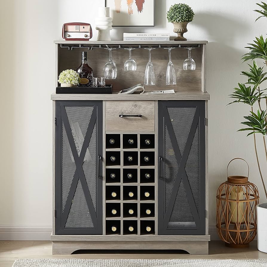 Amazon.com: Wine Cabinet （Grey，35.41''W*13.39''D*47.44''H