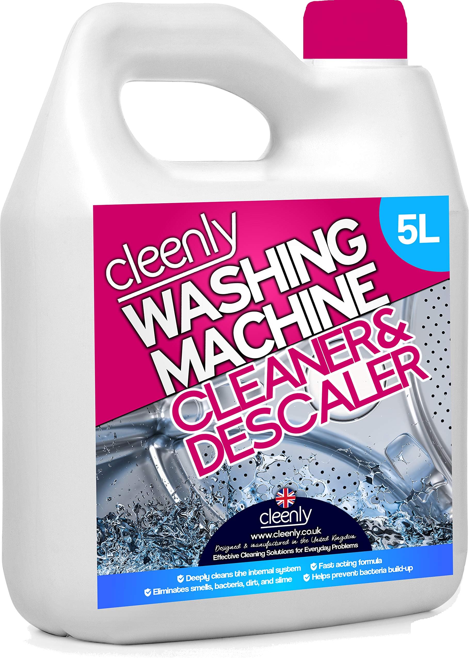 Washing Machine Cleaner and Descaler for Smells (5 litres, 50 Treatments) - Eliminates Dirt, Smells, Grime & Prevents Bacteria Build Up