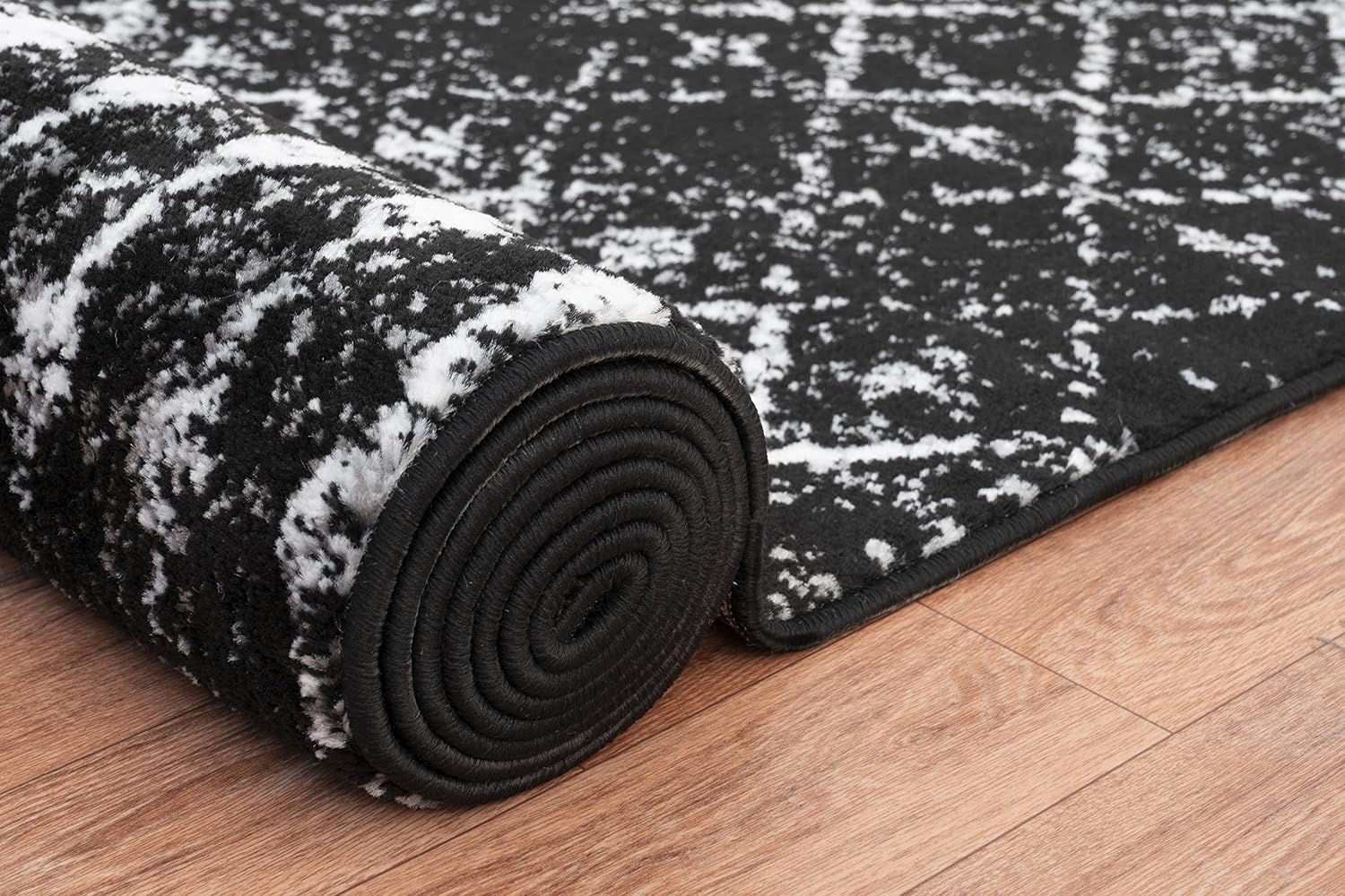 Adiva Rugs Modern Transitional Area Rug with Border, Soft Short Medium Pile, Style Pattern Traditional Carpets, Home Decor, Floor Decoration Mat 2586A (Black, 8' x 10')