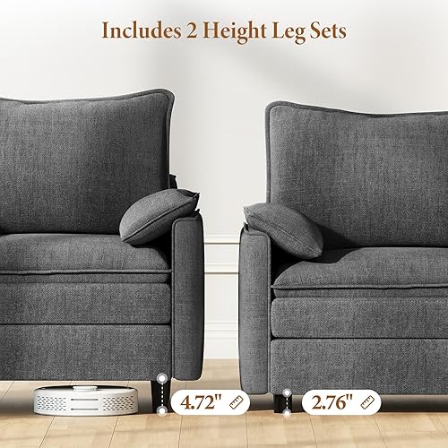 Miniatura 3 de Vesgantti Sofá modular de 108 pulgadas, cómodo sofá de nube con asiento profundo otomano movible de chenilla, sofá modular en forma de L, sofás