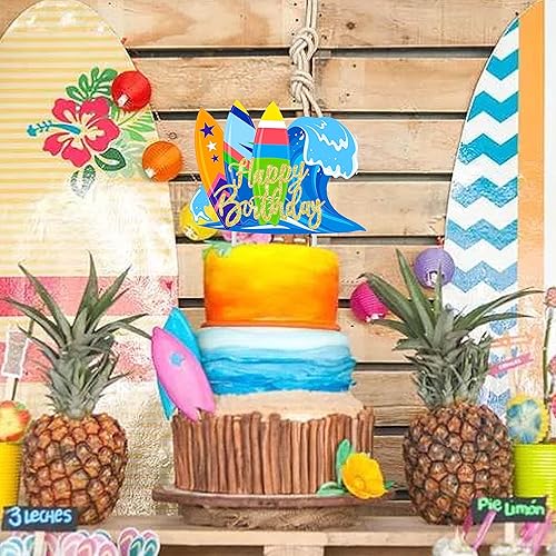 Miniatura 7 de Decoración para pastel de surf, decoración de fiesta de cumpleaños de surfista, decoración de mesa de surf con purpurina, decoración de pastel de