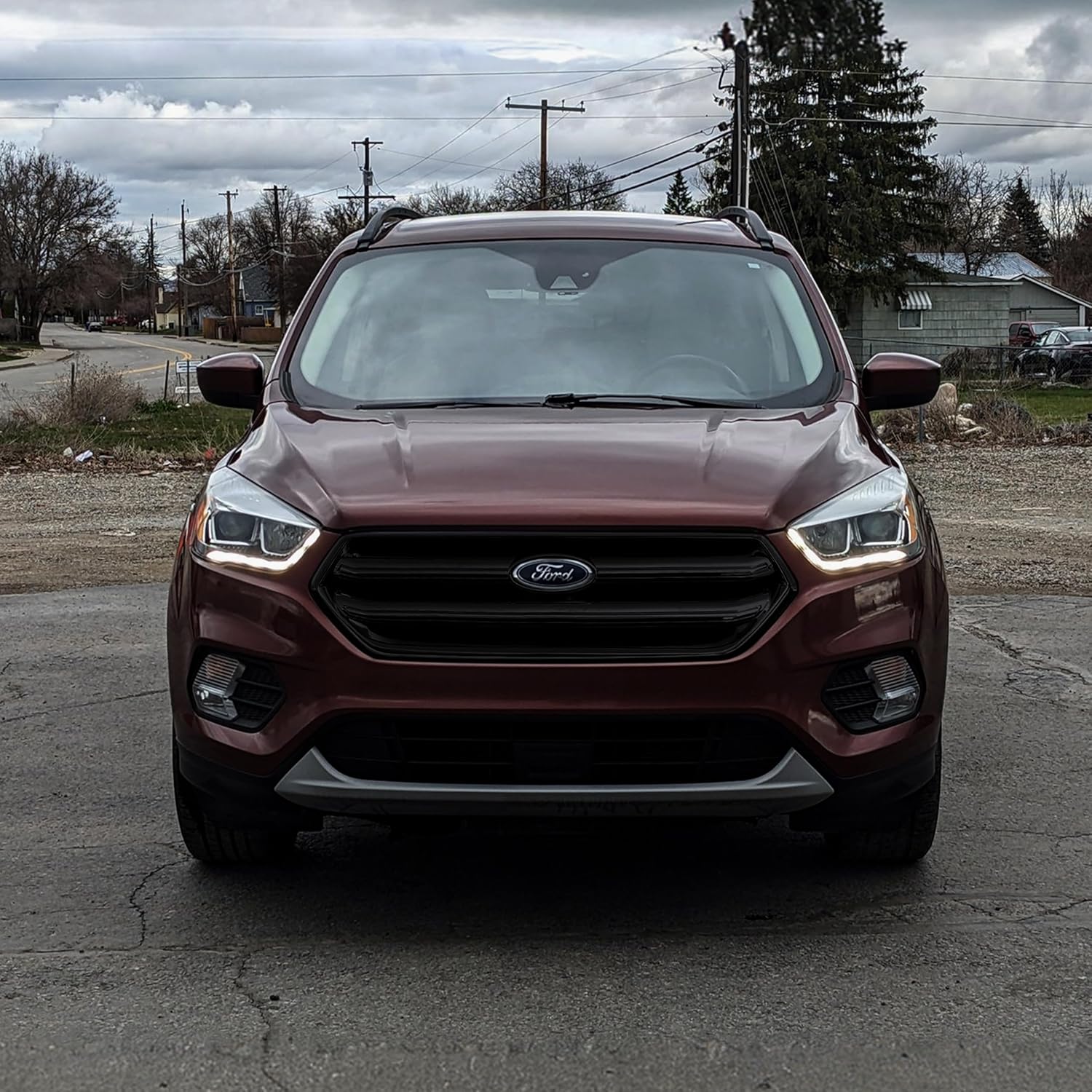 Chrome Delete Black Front Grille Overlay with Secure Adhesive Tape for 2017-2019 Ford Escape | Easy Installation - No Tools Needed | US Patented