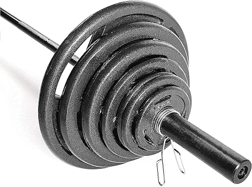 Miniatura 9 de CAPHAUS Placas de agarre olímpicas de hierro fundido, se ajustan a la barra olímpica de 2 pulgadas para entrenamientos de fuerza y