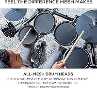 Vista 2 de Kit Alesis Turbo Mesh – Set de batería eléctrica con más de 100 sonidos, almohadillas de tambor de malla silenciosas, baquetas, cables de conexión