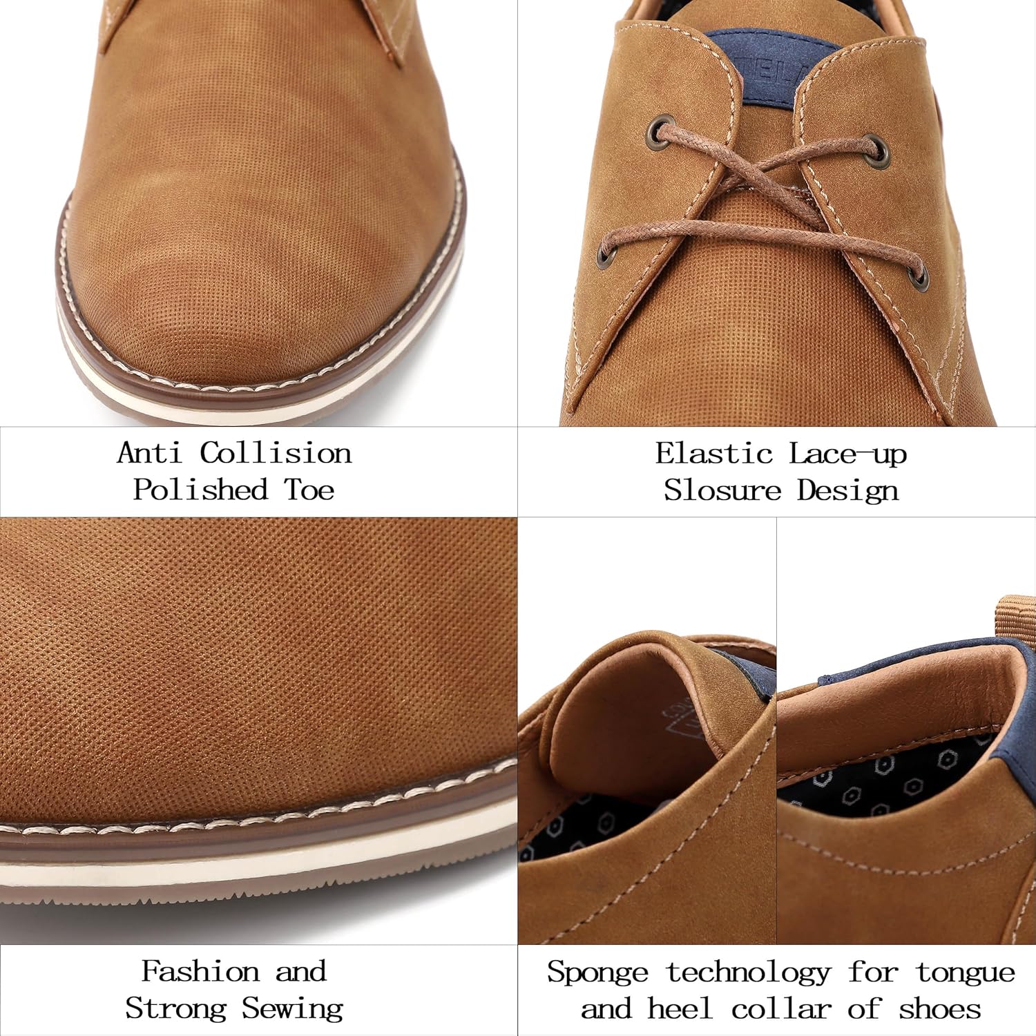 Men's Dress Shoes, Mens Oxford Shoes, Leather Stylish Lace-up Wingtip Brogues, Business Casual Formal Derby Shoe - Image 3