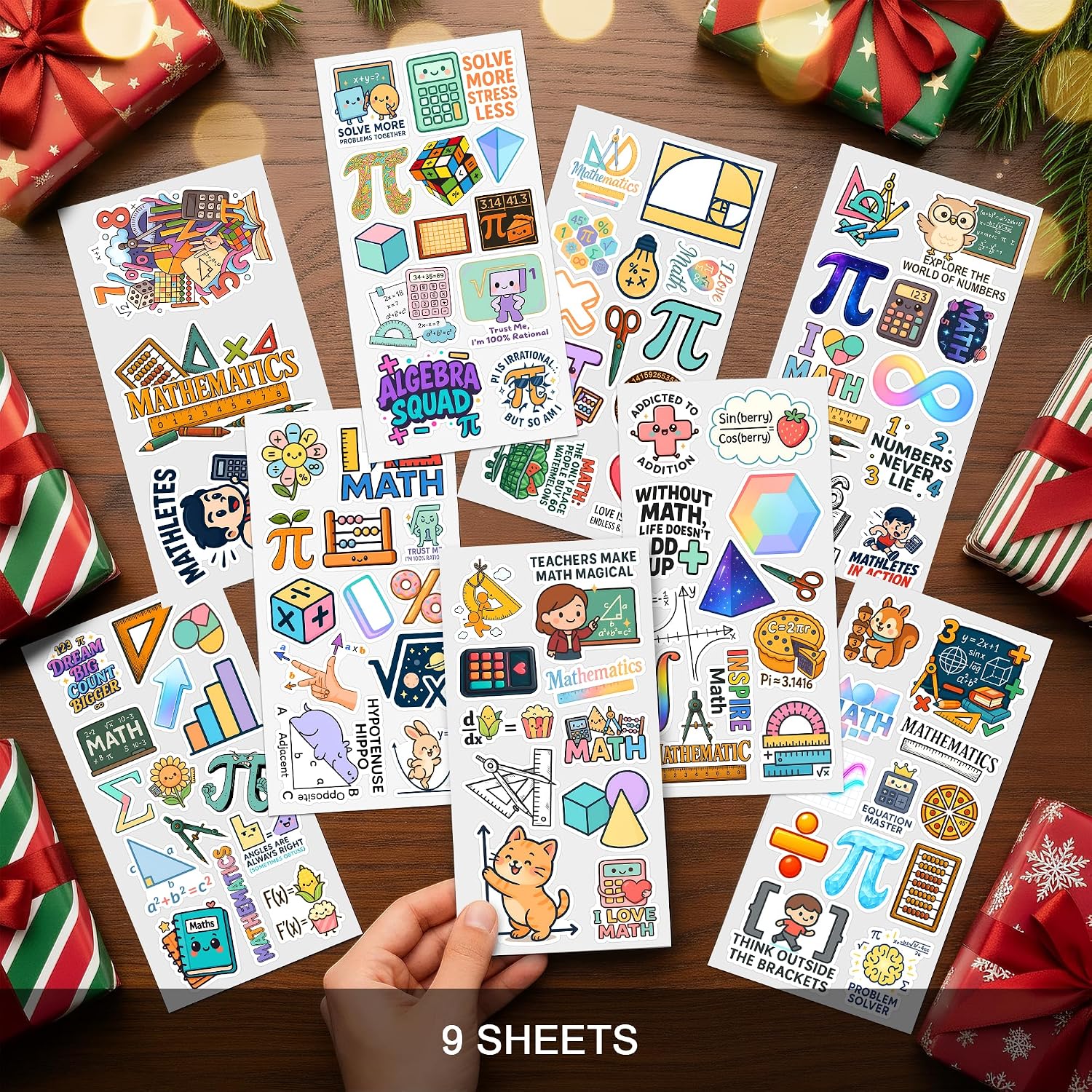 100 PCS Math Stickers Pack, Numbers Equations Geometry Pi Symbols image 3