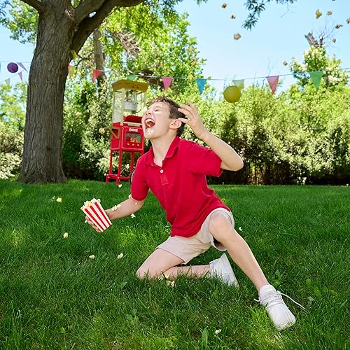 Miniatura 7 de Nostalgia - Carrito profesional vintage para palomitas de maíz de 8 onzas, hace hasta 32 tazas, con tres compartimentos de almacenamiento para