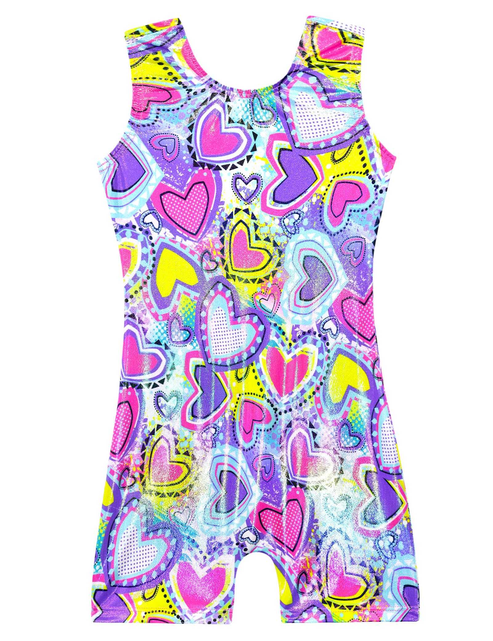 Domusgo Girls Leotards for Gymnastics Size 2t 3t One Piece Colorful Neon Hearts Sleeveless Ballet Dance Outfits