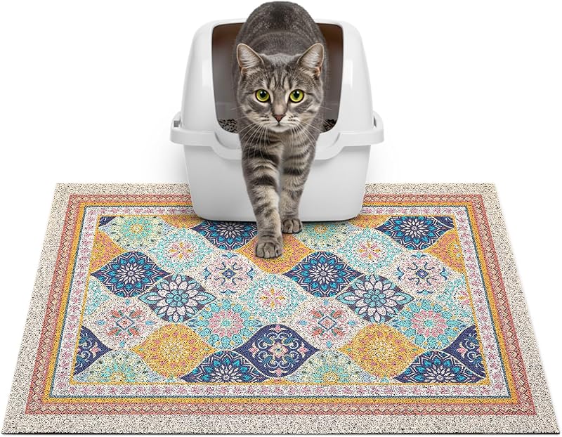 Tapete para Caixa de Areia de Gatos Glittme em PVC Macio, Antiderrapante e Lavável, 60,96 x 38,1 cm