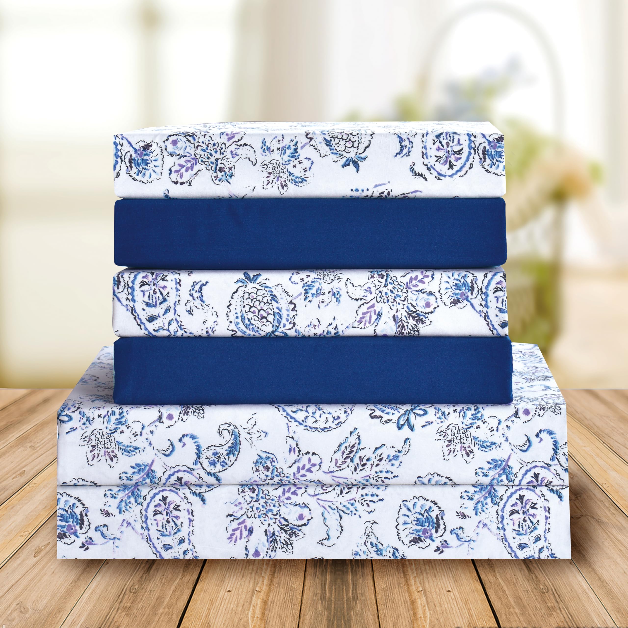 Elegant Comfort Amelia - Juego de sábanas de 6 Piezas con Estampado de Cachemira, Bolsillo Profundo 1500, Calidad de Hotel, Resistente a la decoloración y a Las Arrugas, sábanas bajeras con Bolsillos