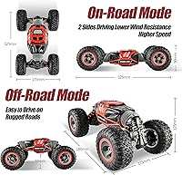 Vista 7 de BEZGAR TD141 Coche de Control Remoto - Escala 1:14 4WD Todo Terreno Grandes Coches RC para Niños, 2.4GHz Coches de Acrobacias Transformables