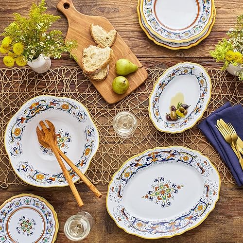 Miniatura 4 de Sur La Table Nova Deruta - Juego de vajilla de cerámica de 16 piezas, tazas de diseño floral de inspiración italiana, platos llanos, platos de