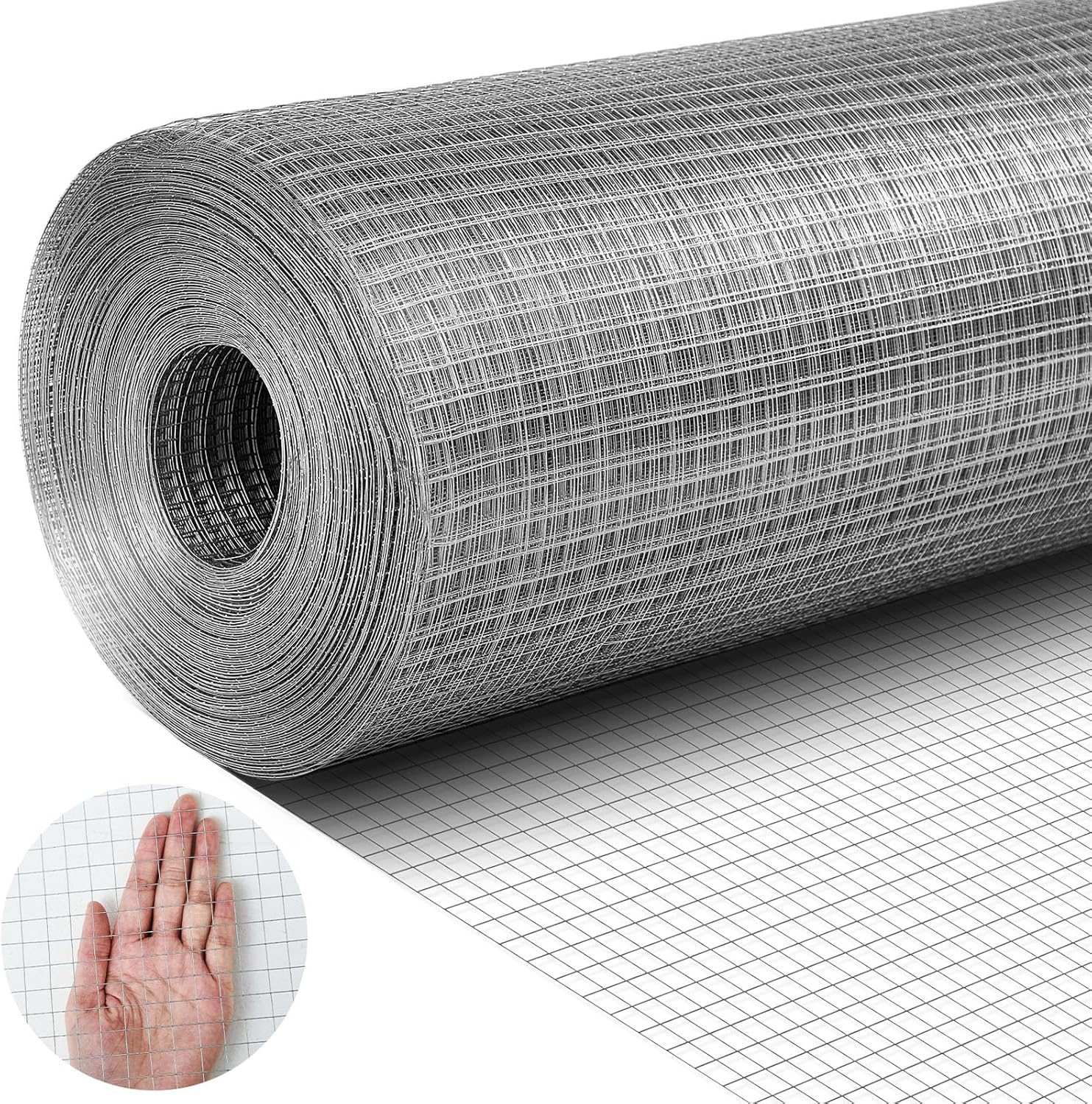 Tatuo 48in x 150ft Hardware Cloth 23 Gauge Hot Dip Galvanized After Welded Cage Mesh Rolls 1/2 Inch Metal Chicken Wire Mesh Roll Wire Fencing Poultry Netting for Raised Garden Rabbit Rodent Animals