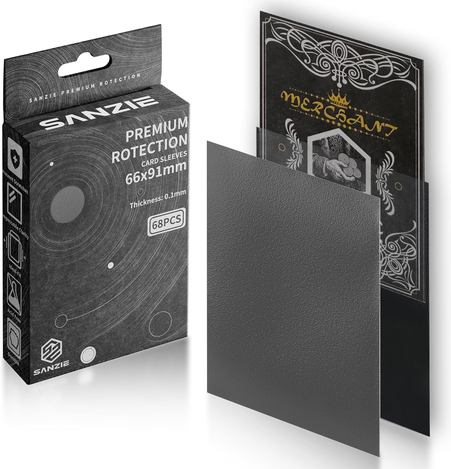 SANZIE Card Sleeves Matte Card Sleeve Deck Card Protector Sleeves Trading Card Sleeve Fit for MTG, TCG, PTCG and Trading Cards 68 Count (Deep Gray)