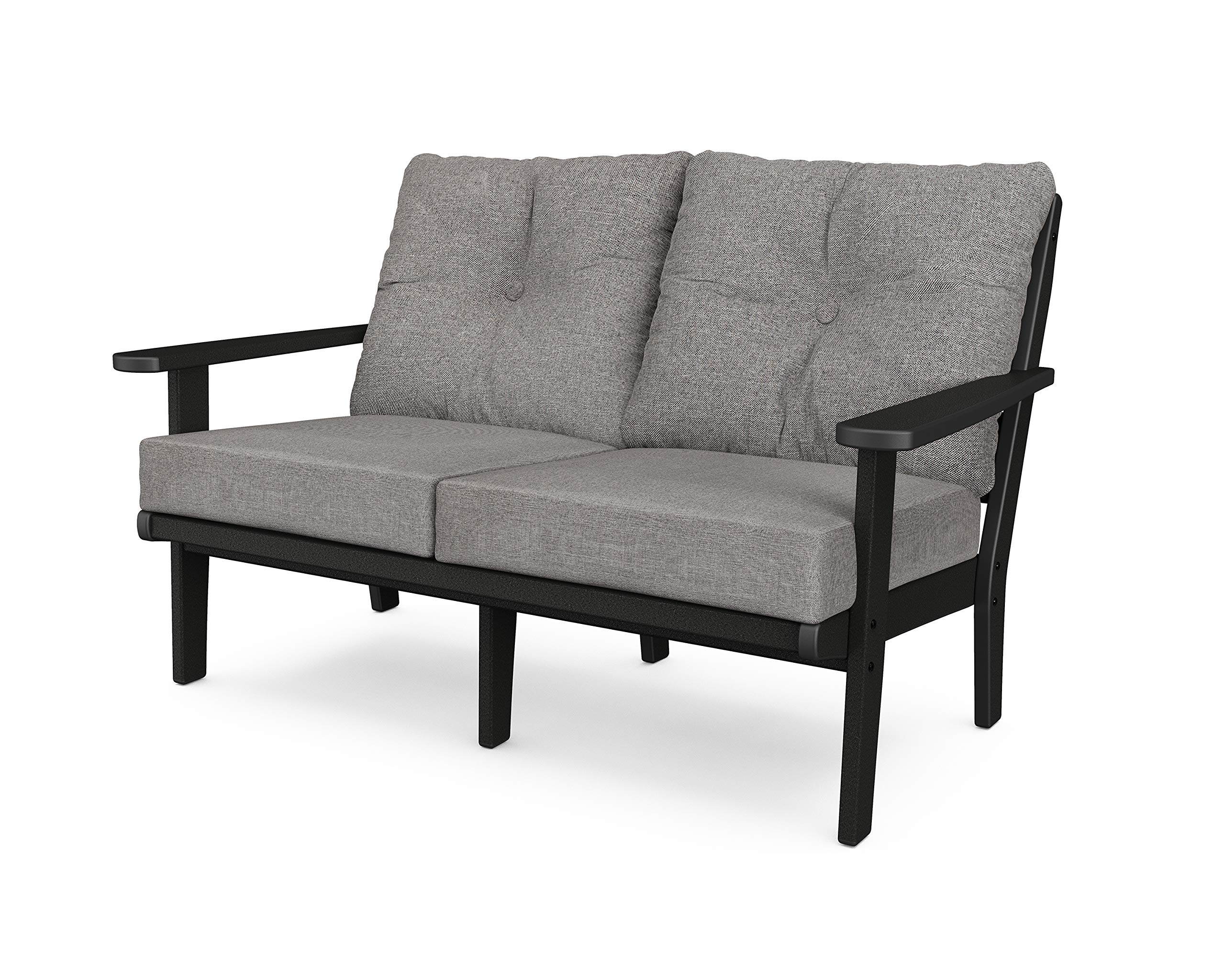 POLYWOOD® Lakeside Settee, Black/Grey Mist