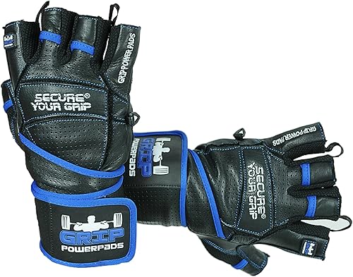 Miniatura 8 de Elite - Guantes de cuero para gimnasio con muñequeras integradas de 2 pulgadas de ancho, agarre y diseño para levantamiento de pesas, levantamiento