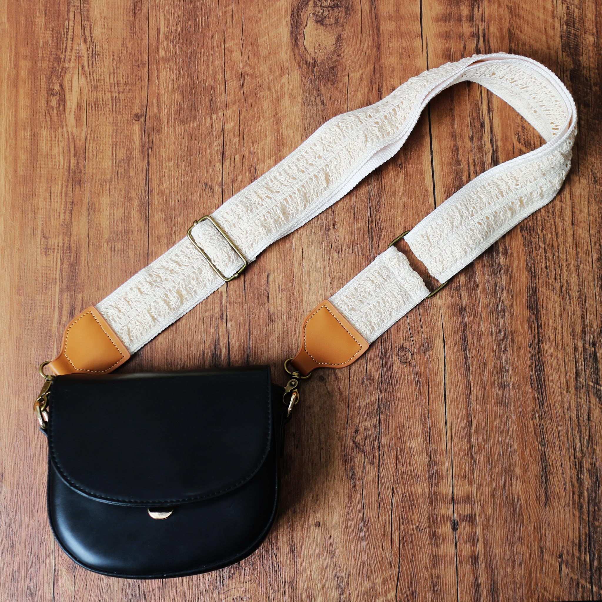 UNIKSTRAP Diseño original, 5 cm de ancho, algodón y piel auténtica, correa de repuesto para bolso de mano, correa cruzada para el hombro