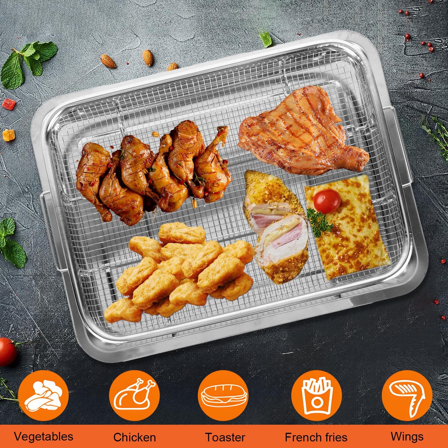 Food Cooking in an Air Fryer Basket