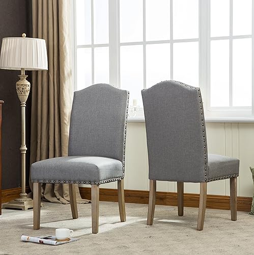 Miniatura 3 de Set of 2 Dining Chairs for Room Table & Seating Chair Sets Kitchen Padded Parson Chairs with Solid Wood Frame Modern Urban Style,Gray