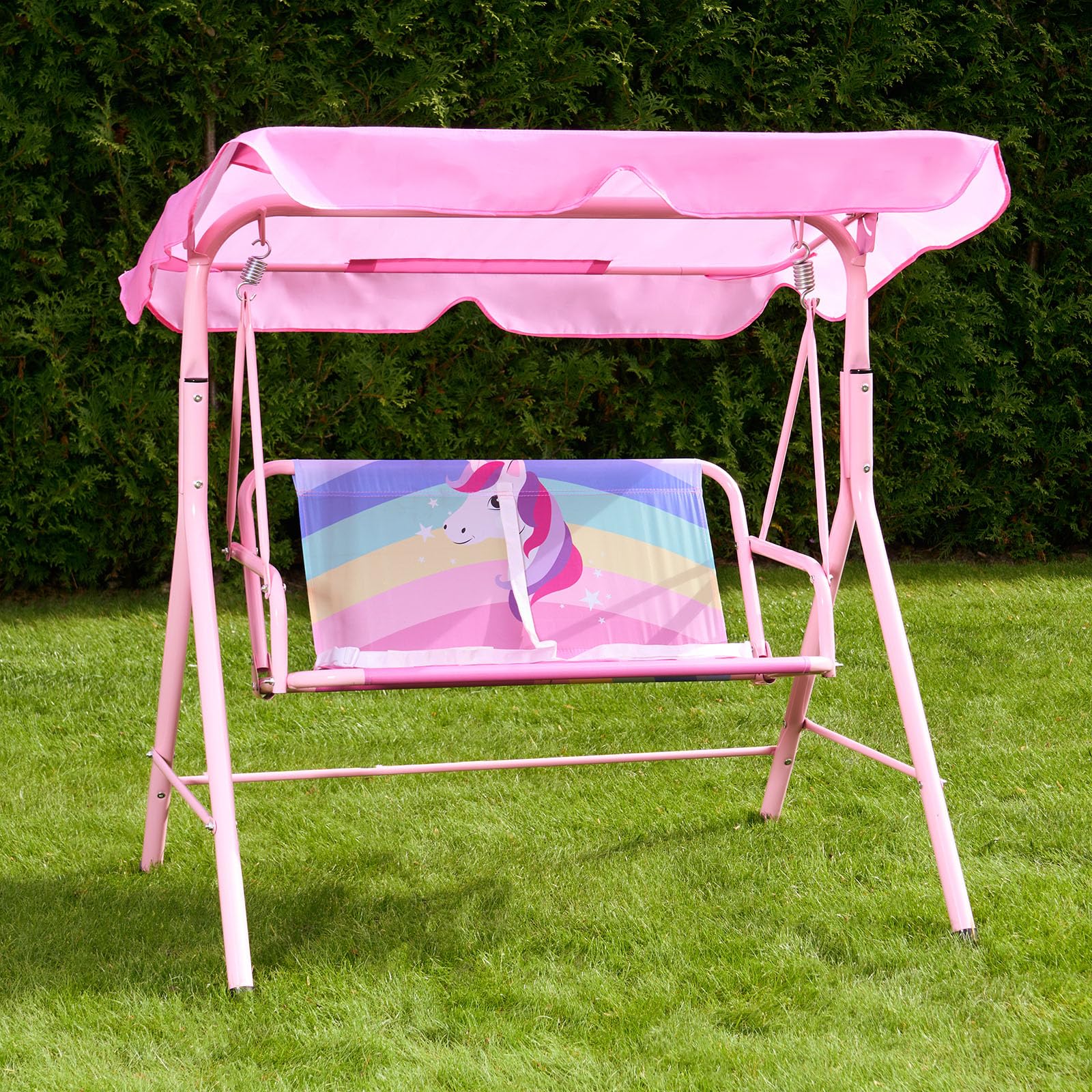 OHS Kids Swing Bench - Unicorn - Pink - 2 Seater