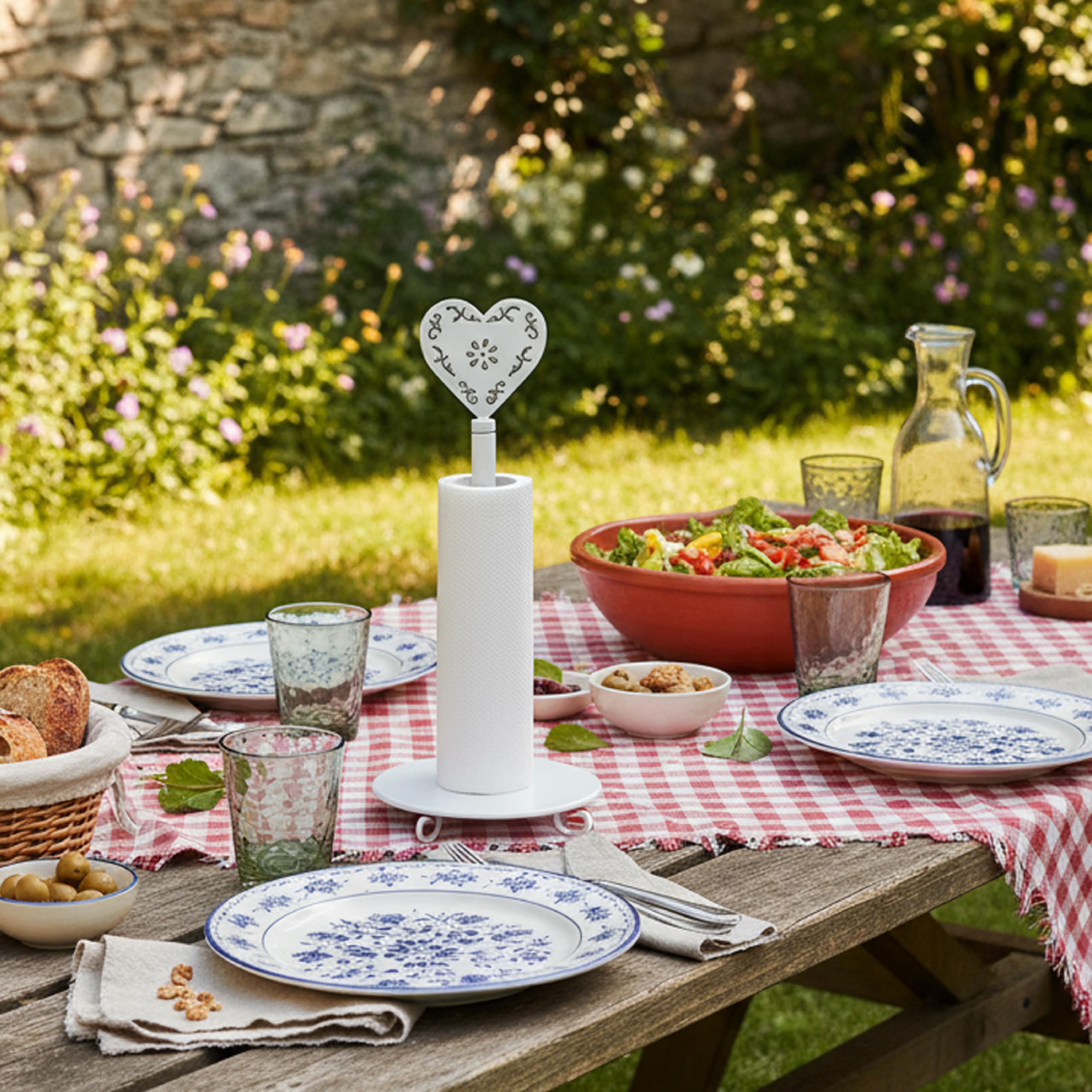 Baroni Home Servethouder van ijzer, shabby-chic-stijl, tafel