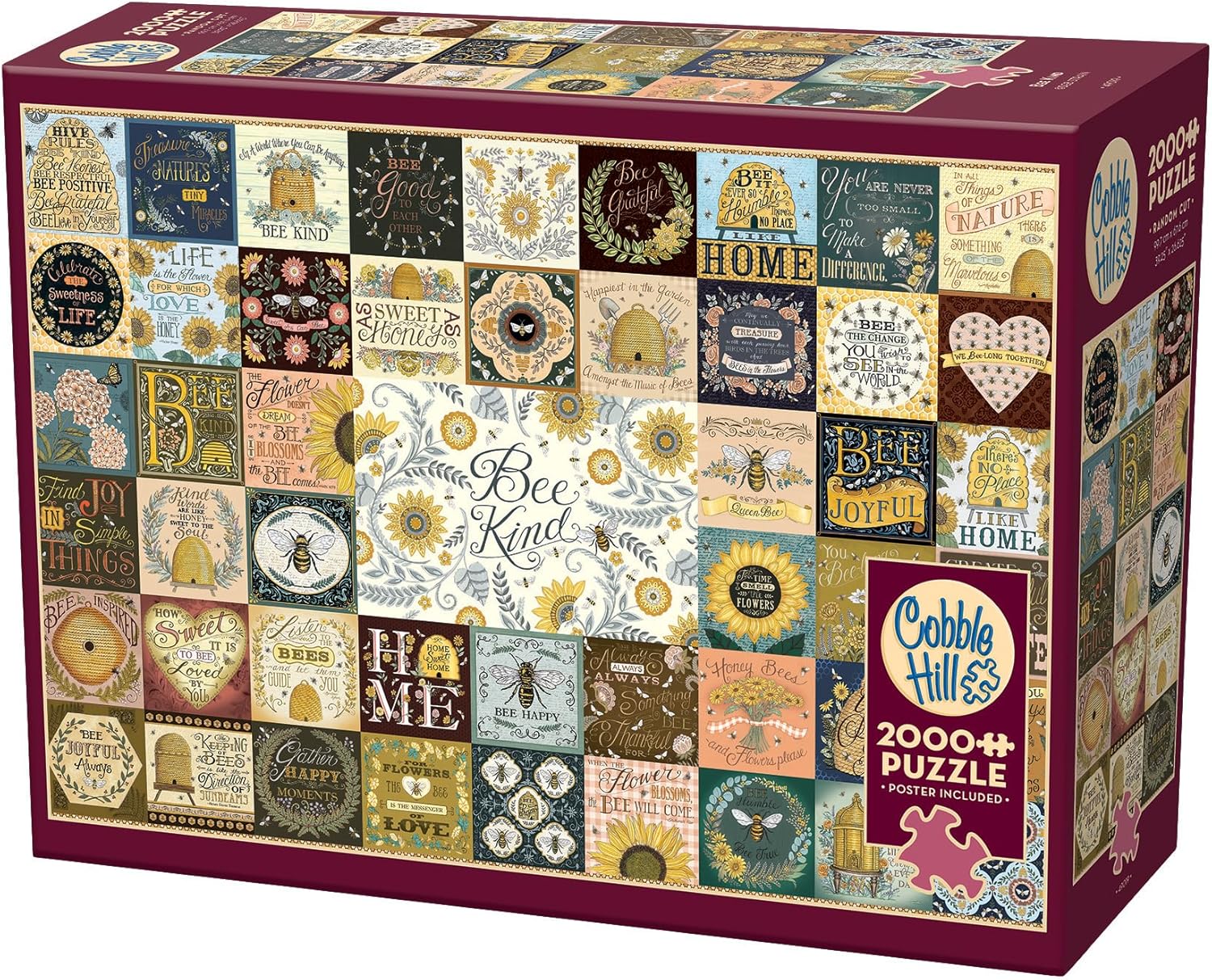 Cobble Hill 2000 Piece Puzzle - Bee Kind - Sample Poster Included
