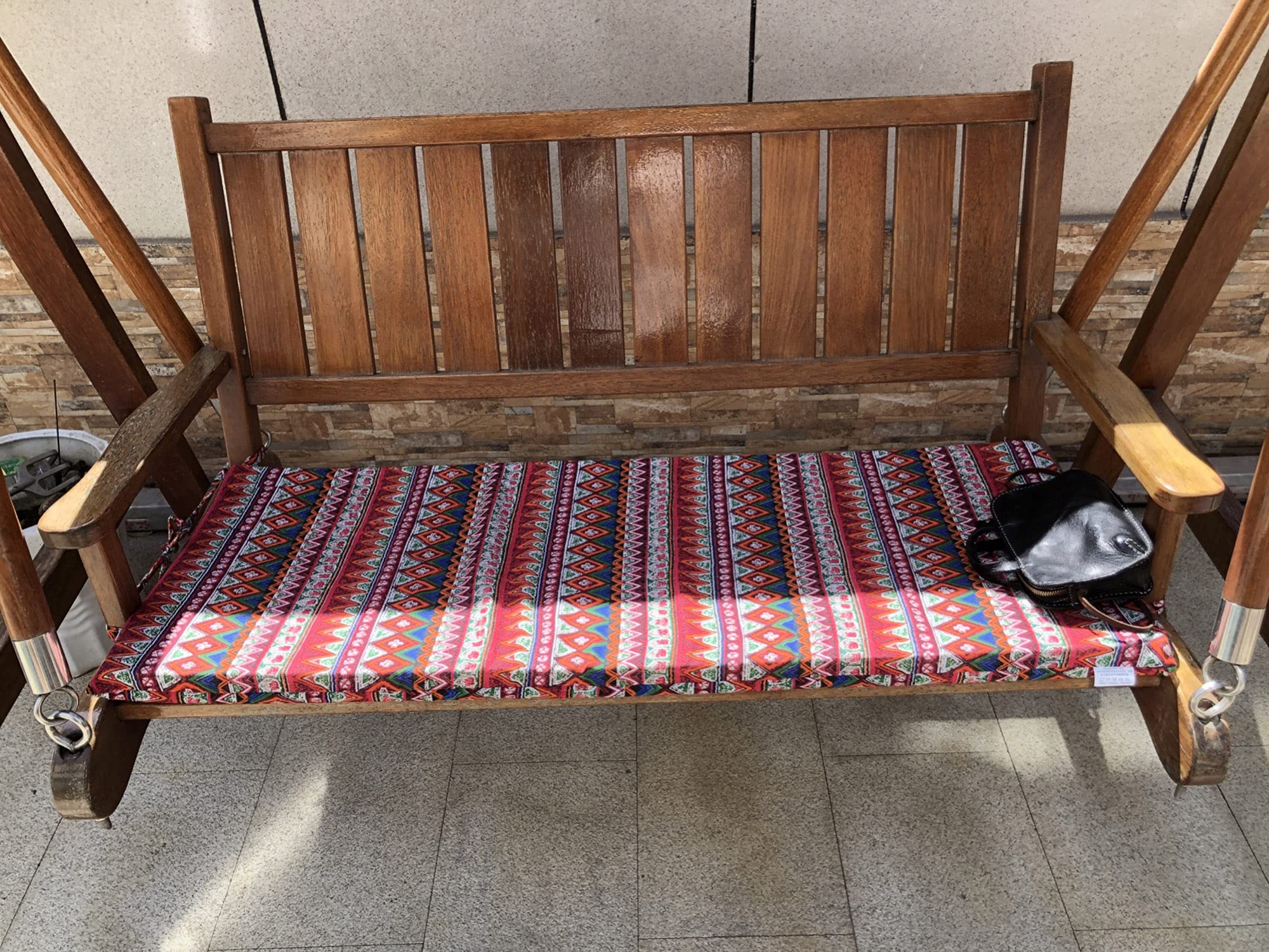 Miękka nakładka na ławkę ogrodową z wiązaniami o grubości 4 cm – 150 x 30 cm, wymienna podkładka do siedzenia dla 2-3-osobowej, do użytku wewnątrz i na zewnątrz, wzór D, 150 x 30 cm