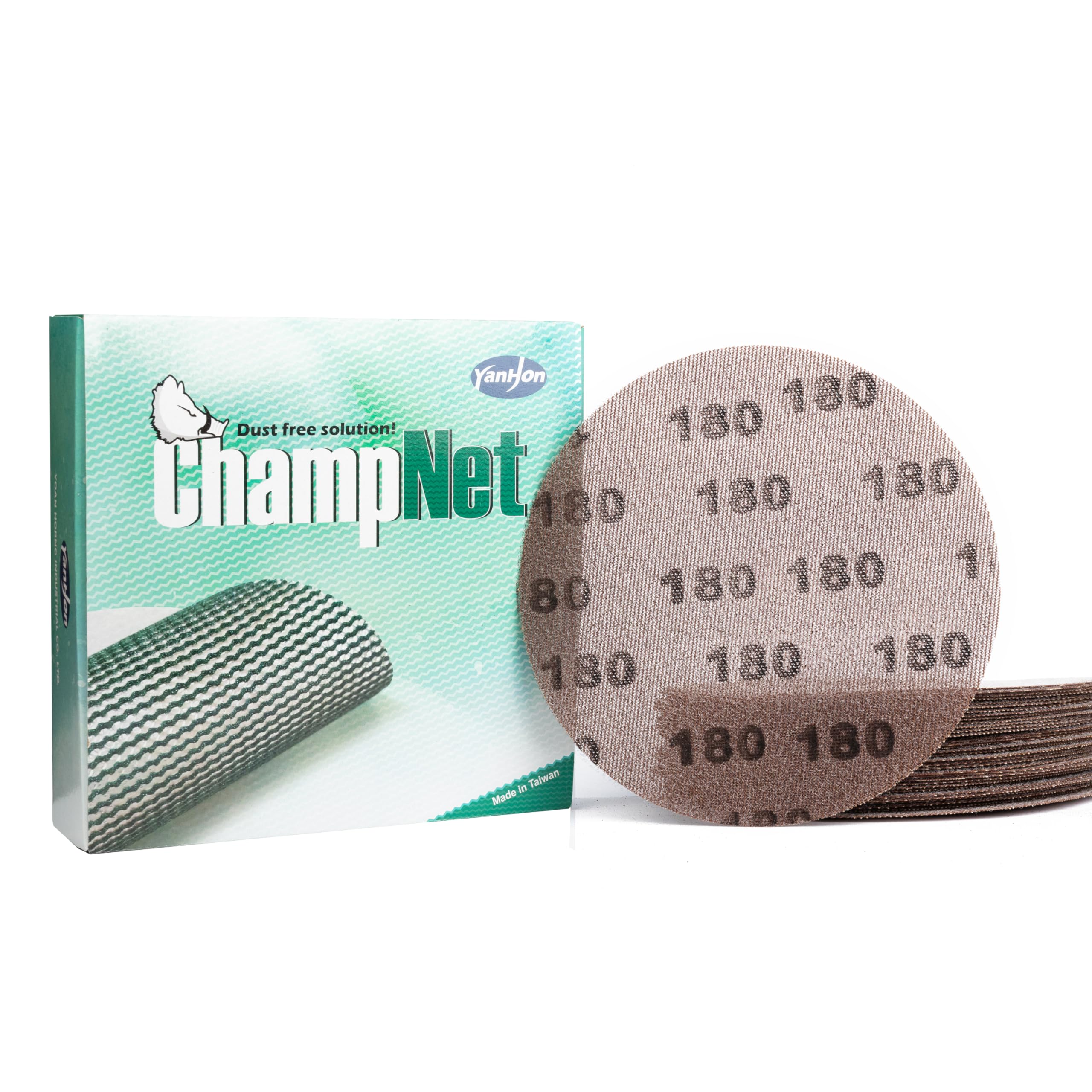ChampNet Mesh Drywall 9 Inch Sanding Disc 180 Grit 25PCS, Sand Screen 9in Sandpaper Net Dust Free Hook and Loops Discs | Compatible with Radius 360