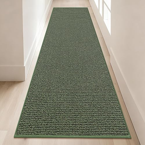 BEQHAUSE Hallway Runner 2x8 Non-Slip Washable Green