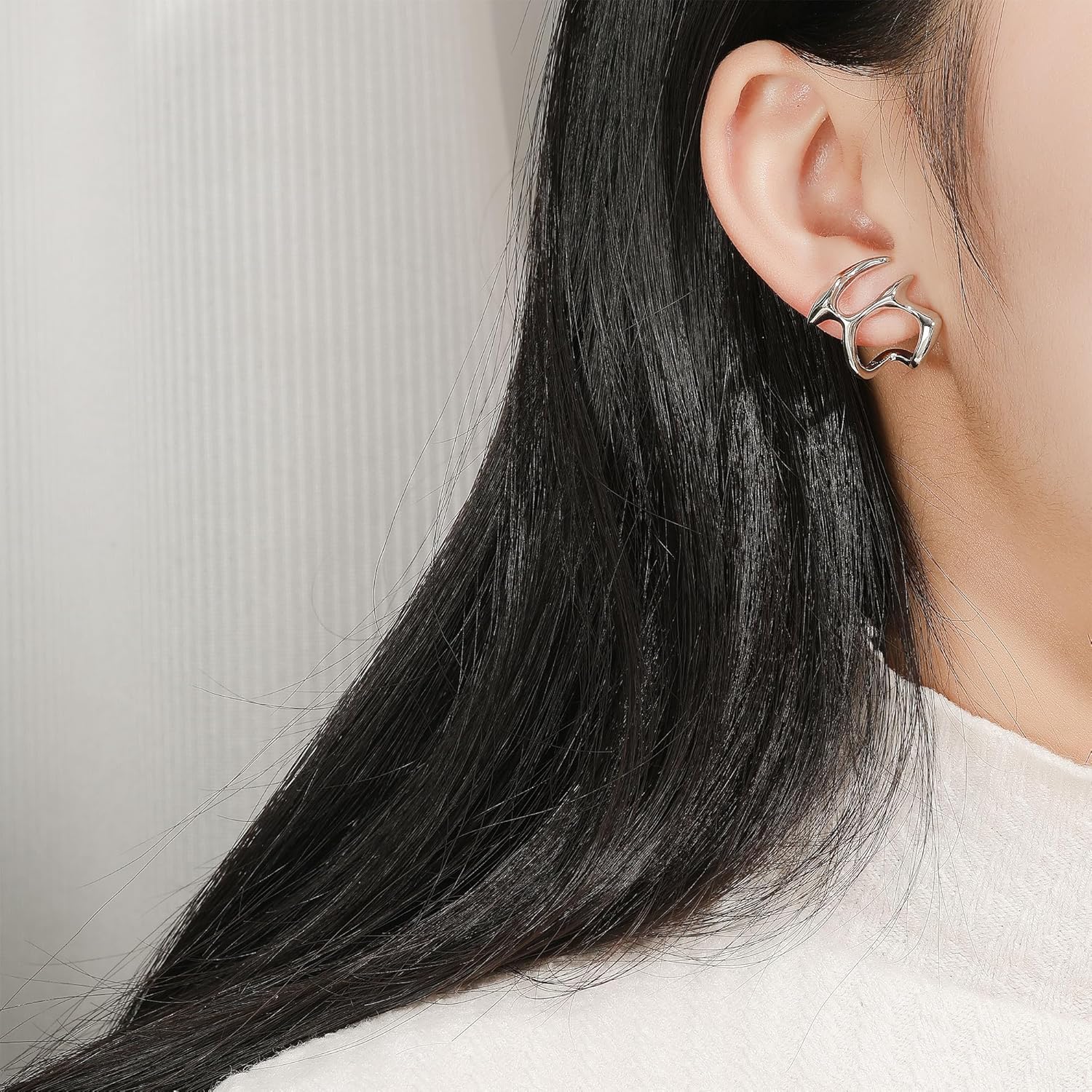 Y2k Silver Statement Earrings For Women Punk Unique Earrings Irregular Liquid Hollow Studs - Image 2