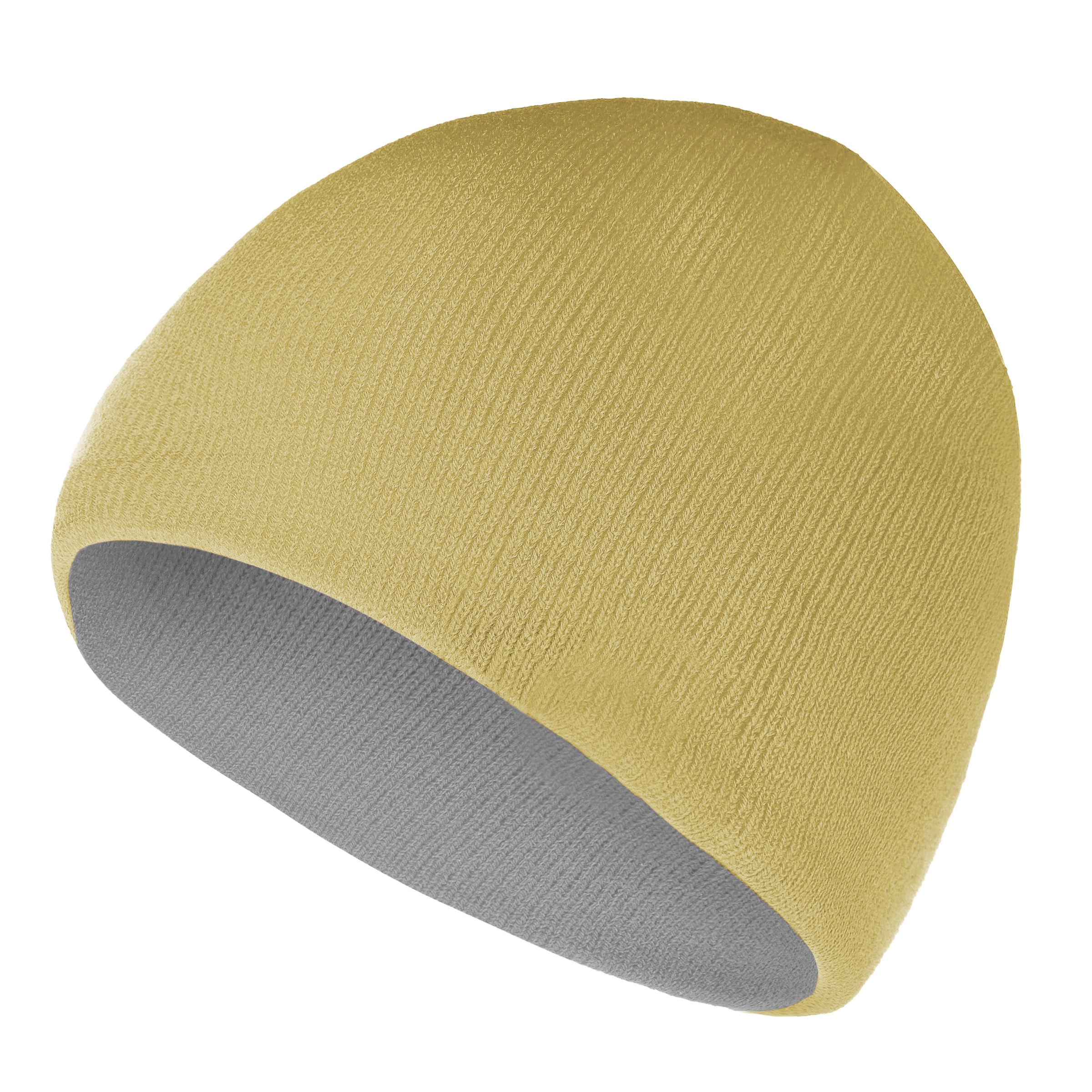 ZOORON Beanie for Women Men Reversible Winter Hats Unisex Cuffed Skull Knit Hat Cap Warm Fisherman Beanies LightGrey Beige