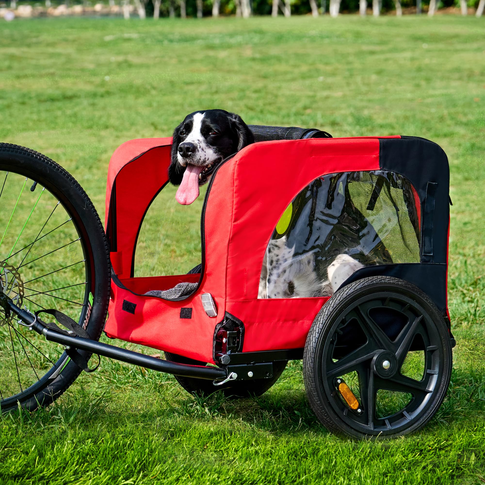 Remolque para bicicleta para perros, con resorte, incluye bandera, adecuado para perros grandes y medianos