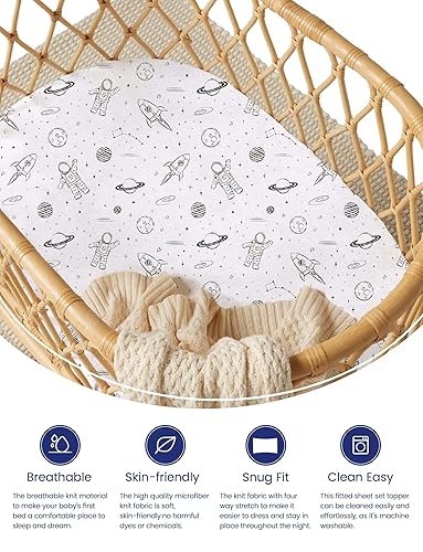 Miniatura 49 de TotAha Jungle Animal Cradle Sheets Fitted 18 x 36, Buttery Soft Bassinet Fitted Sheets 2 Pack Universal for Oval, Rectangle Hourglass Bassinet
