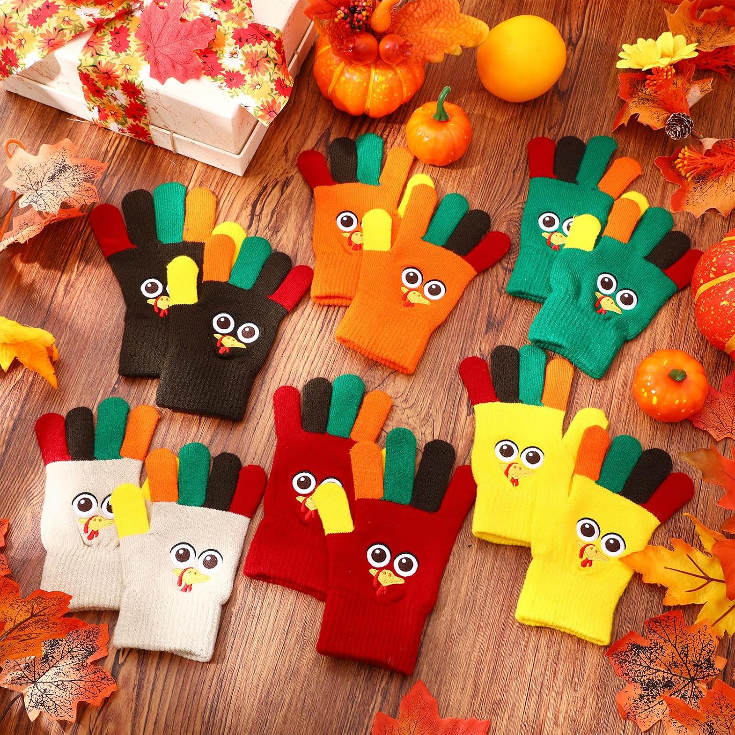 Chicingyou Thanksgiving Turkey Gloves Adults Warm Turkey Trot Costume Gloves for Thanksgiving Day Cosplay