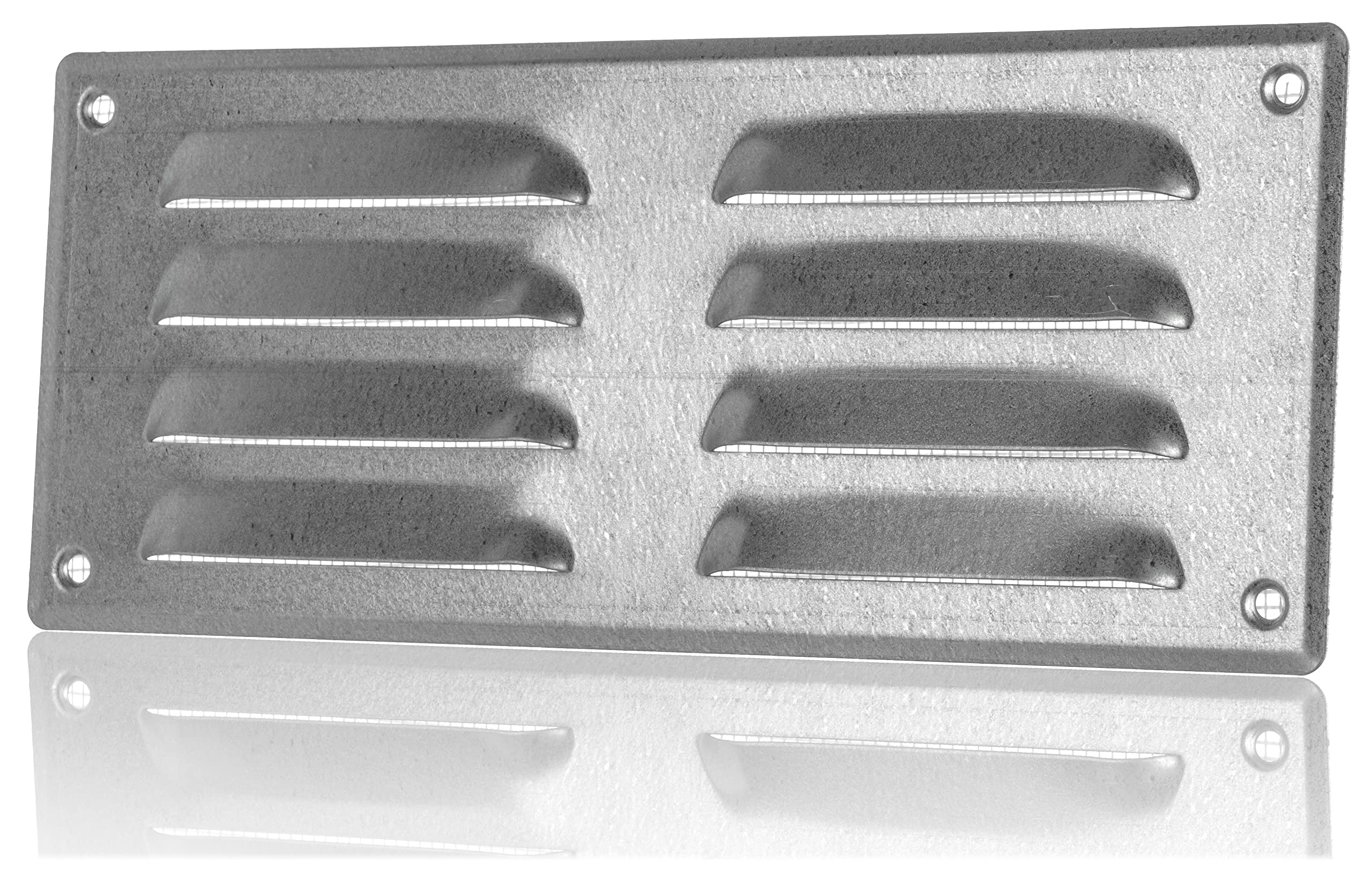 260x105mm / 10x4 inch Galvanised Steel Ventilation Grille with Flyscreen - Air Vent Cover, 260x105mm / 10x4'' - Image 3
