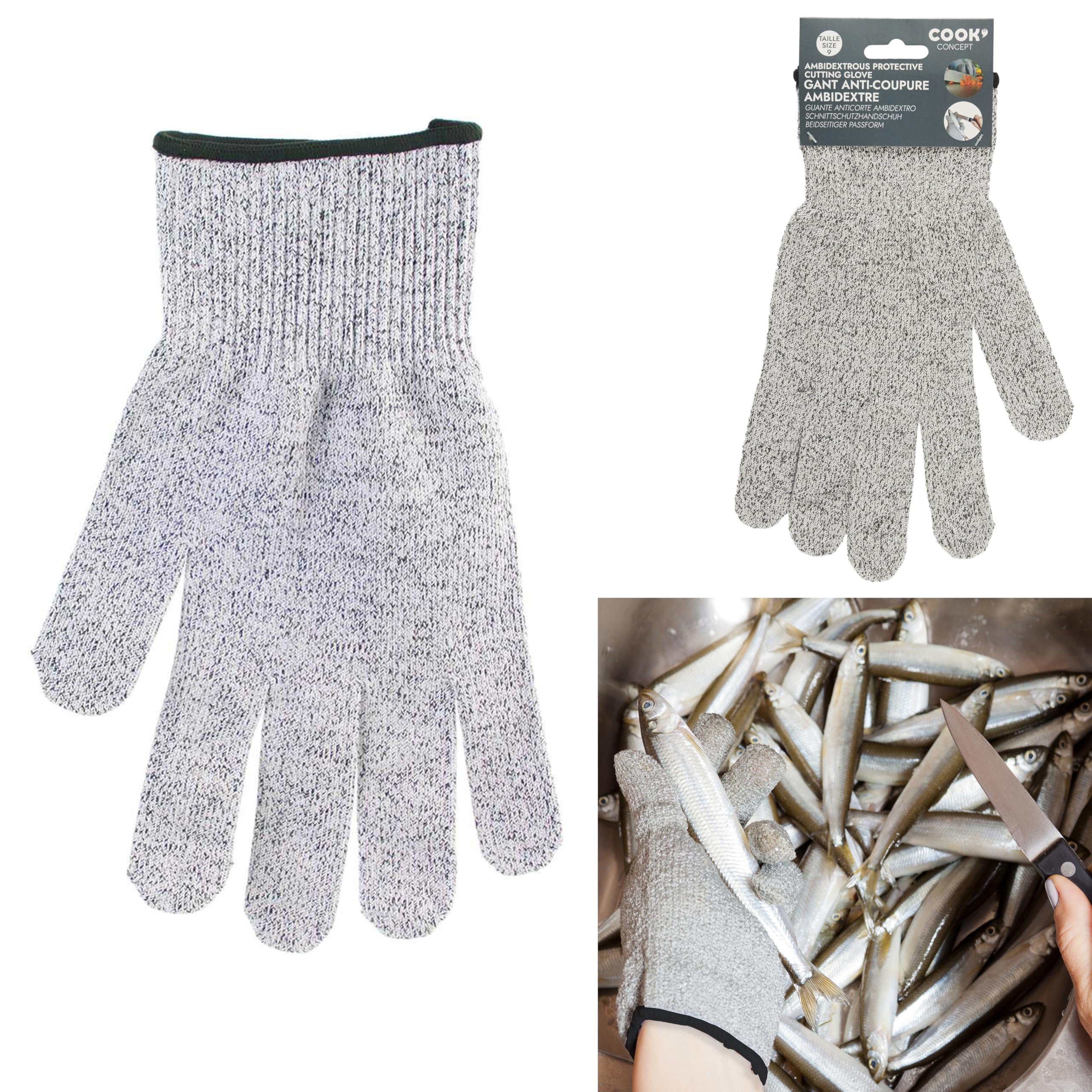 COOK CONCEPT Easy Make kd3199 Guanto Anti-Taglio Cotone + Metallo Grigio 14 x 0, 50 x 24 cm