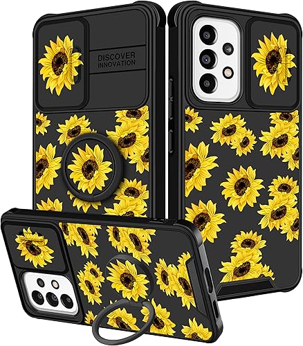 Funda para Samsung Galaxy A32 5G Funda de Teléfono para Mujeres con Girasol Lindo para Chicas, Cubierta Floral de Flores Femenina Estética con