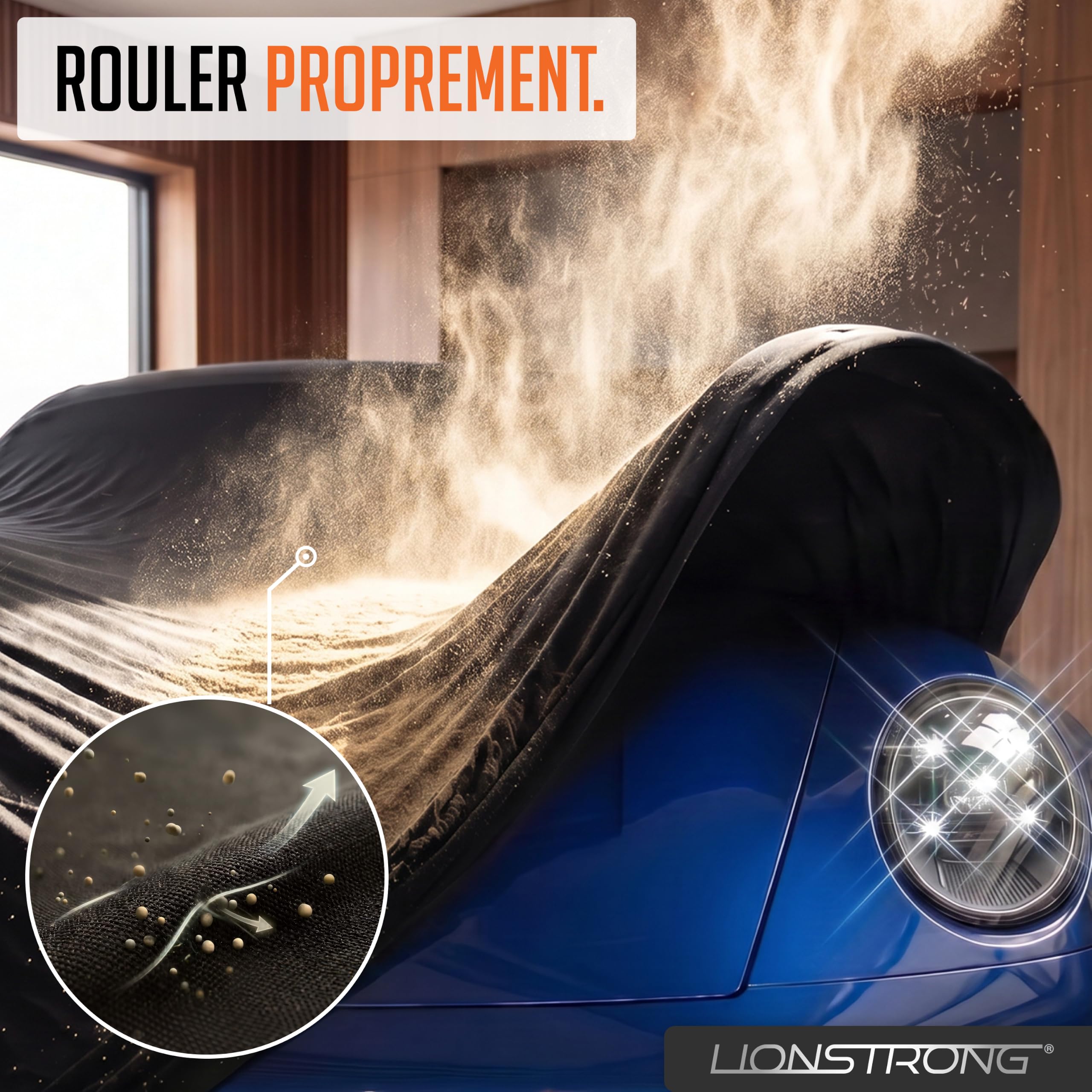 Housse de Voiture pour Usage intérieur – Protection fiable Contre poussière et saleté pour Petites Voitures, berlines et SUV – avec Sac Rangement – Maintien sûr grâce à Un élastique – Design Sportif