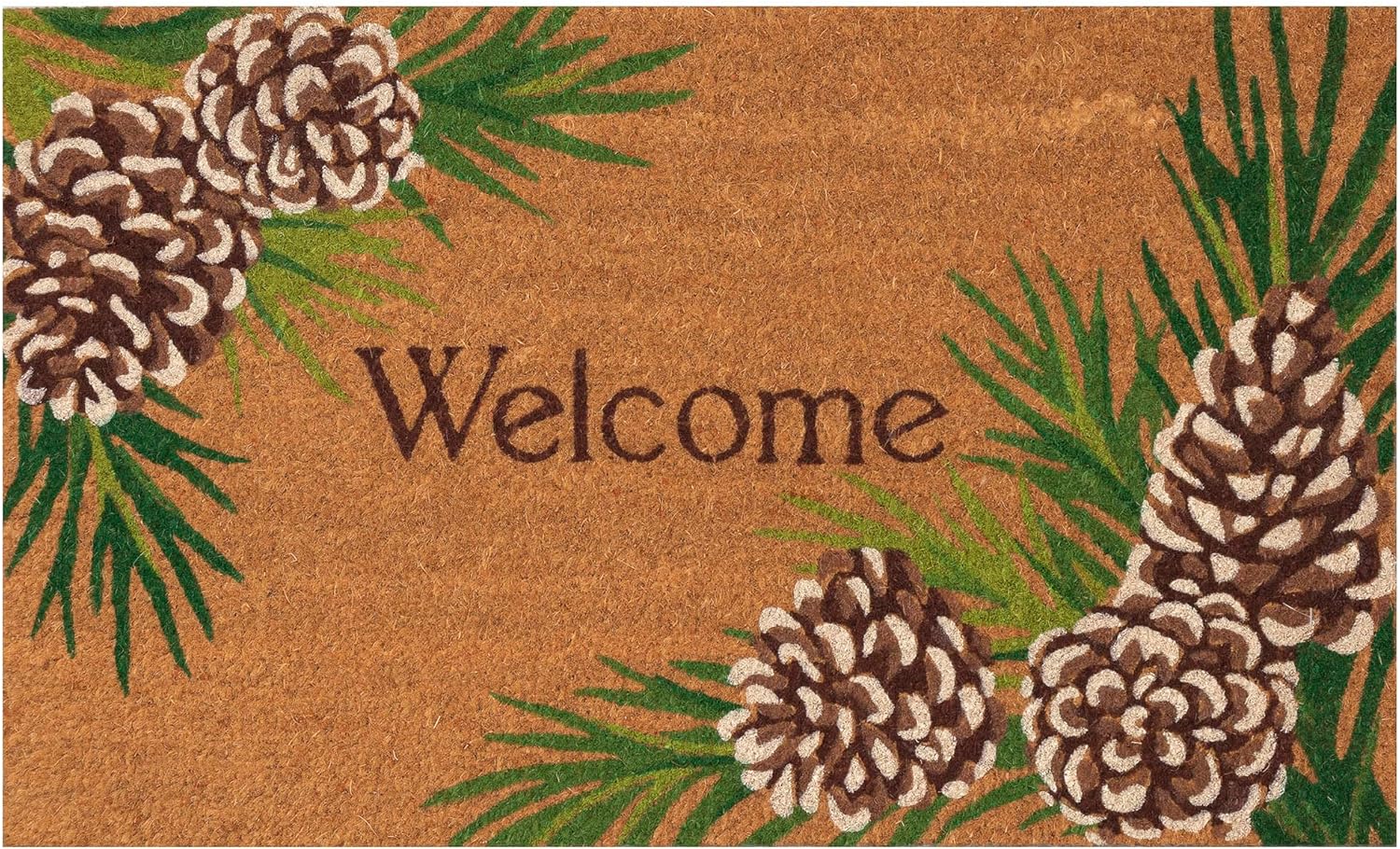 Liora Manne Natura Doormat Non-Slip Natural Fiber Outdoor Mat-Traditional, Nature, Garden, Transitional, Pinecone Border Natural 1'6 x 2'6
