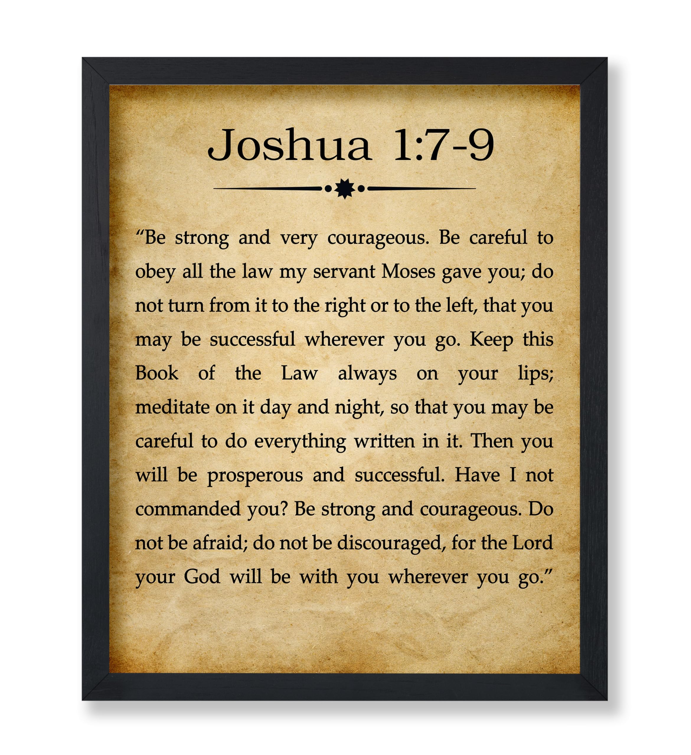 Monem Art Joshua 1:7-9 Print - Bible Verse Poster - Scripture Art - Inspiring Gift for Men, Women - Religious Christian Decor for Bedroom, Living Room