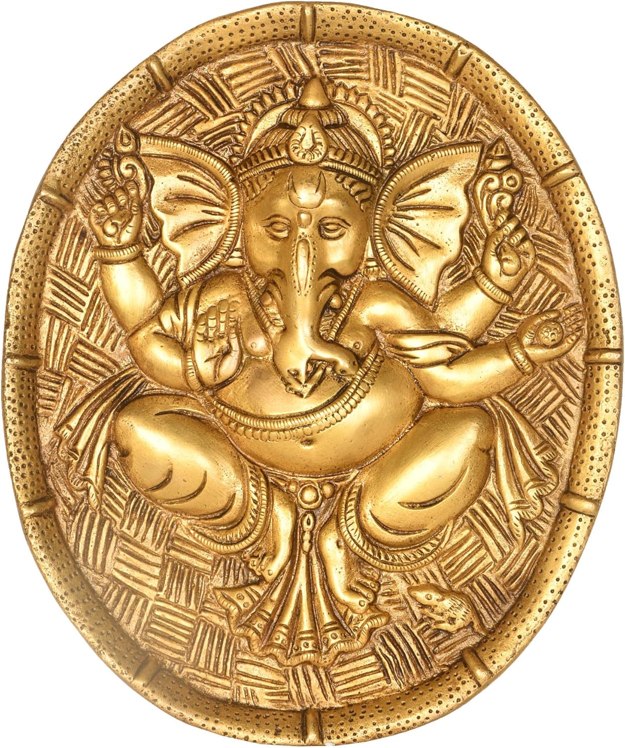 Lord Ganesha Wall Hanging Plate Brass Statue Home & Kitchen