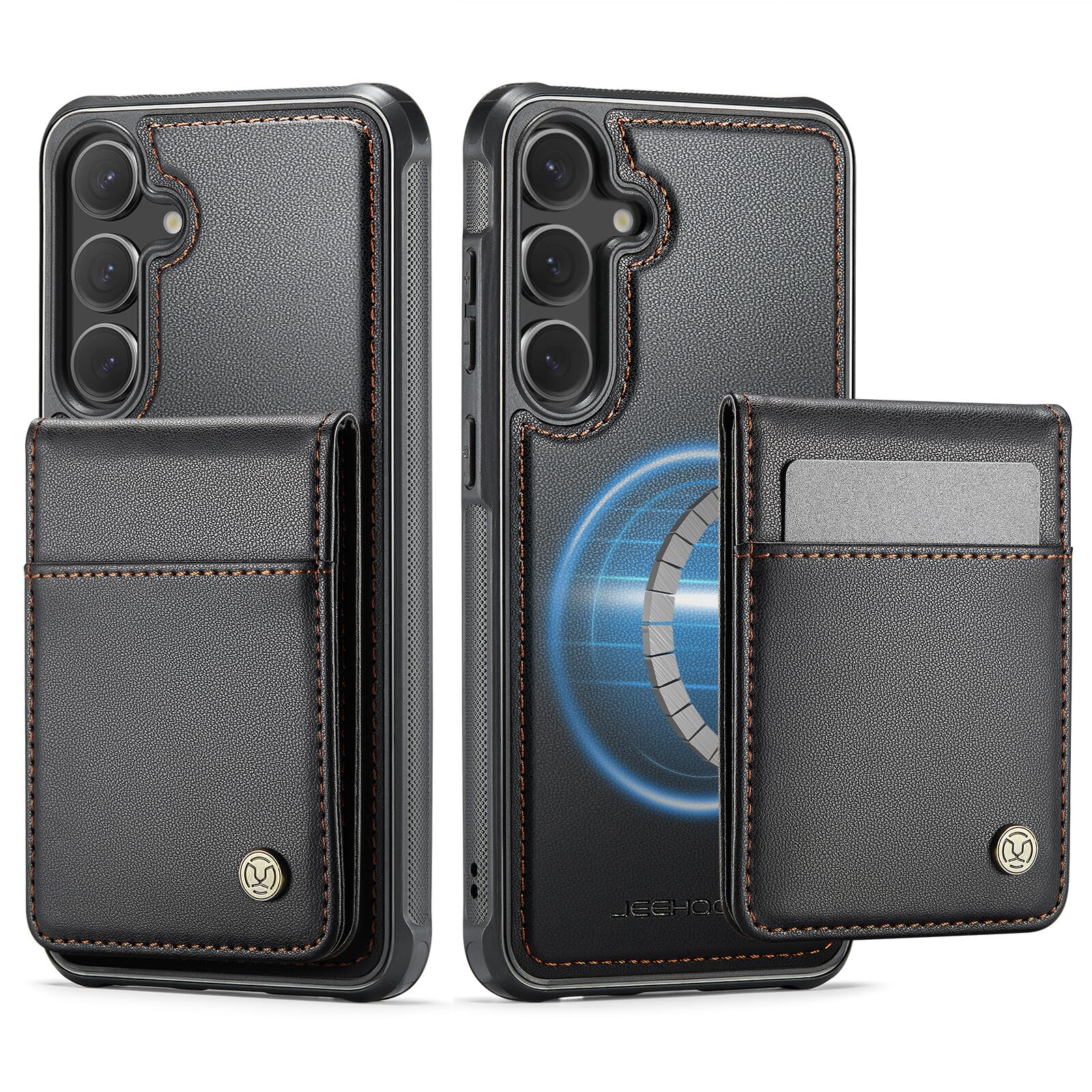 Coque Samsung S24 Ultra cuir noir portefeuille détachable idéal pour voyager léger au quotidien