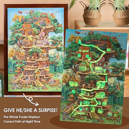 Miniatura 4 de MOMIBOOK - Rompecabezas de 1000 piezas para adultos, de la maravillosa expedición a la casa del árbol, alivian el estrés, previenen la demencia