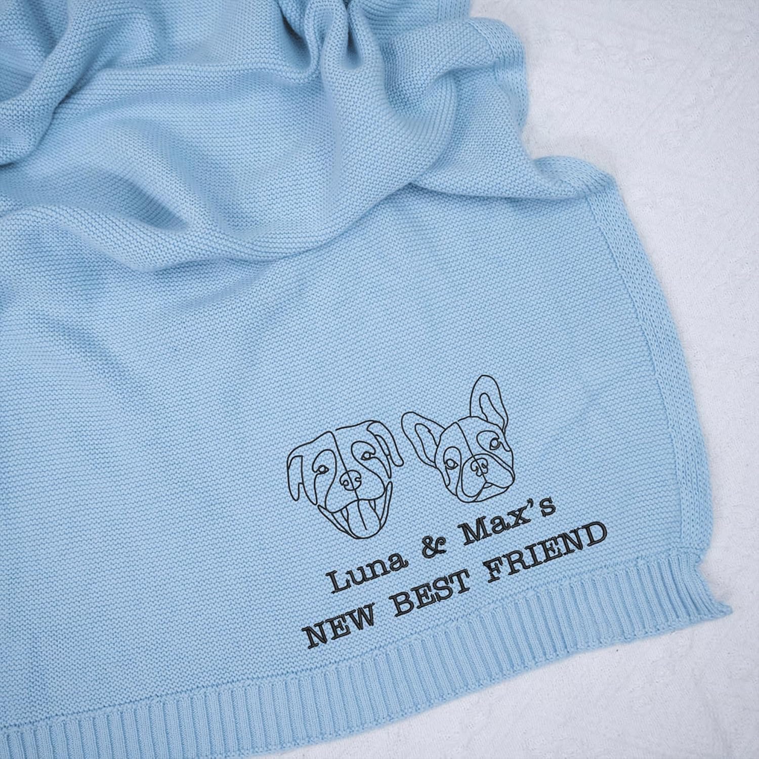 Personalized Baby Blanket, Embroidered Name, Knit Baby Blanket, Newborn Baby Gift, Swaddle Soft Breathable Cotton Knit, Name Keepsake Custom