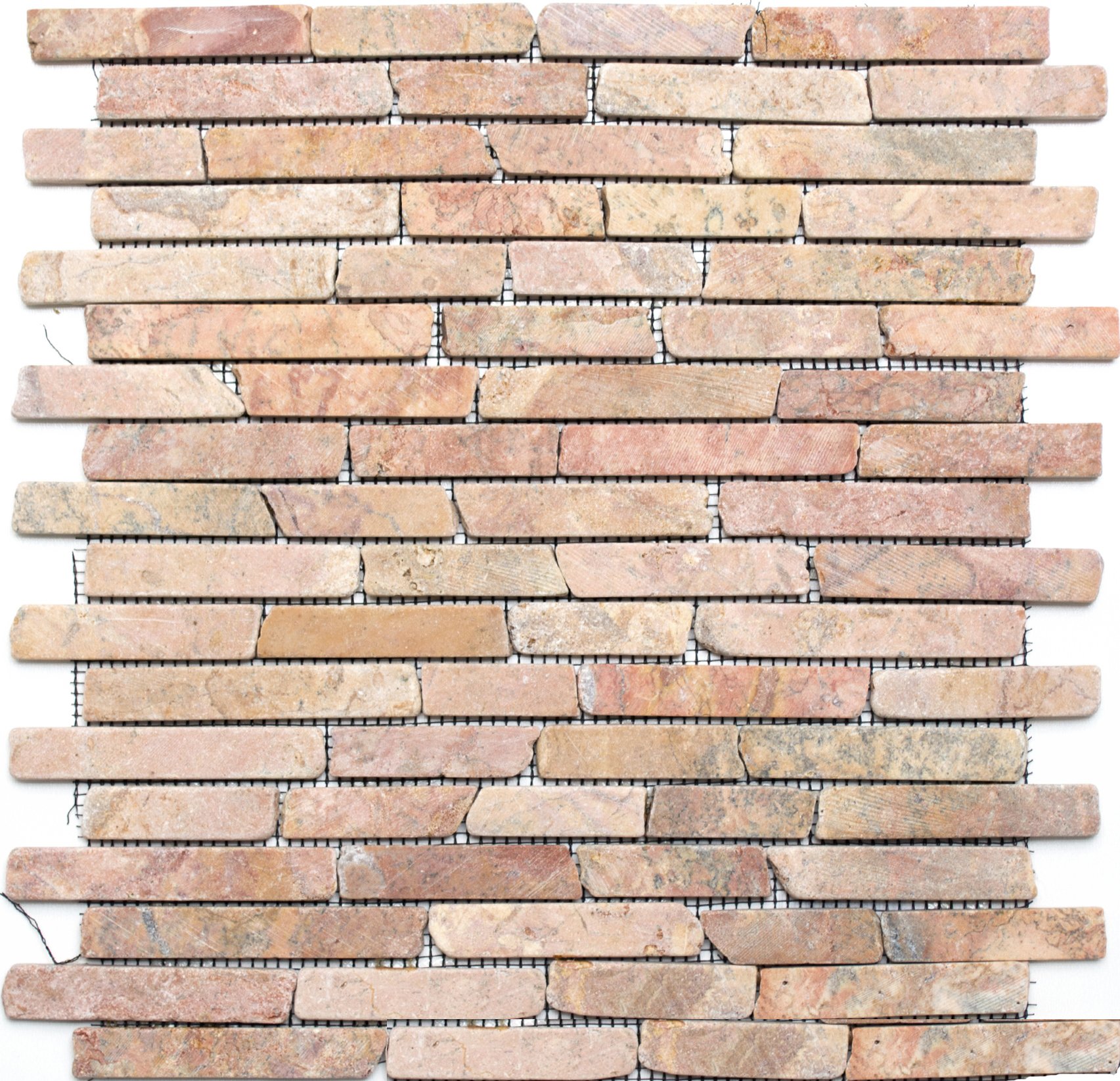 Mosaico mattone tinta unita rossoverona marmo pietra naturale cucina pietra mosaico formato: 25 – 105 x 15 x 8 mm, dimensioni foglio: 305 x 305 mm, 10 fogli