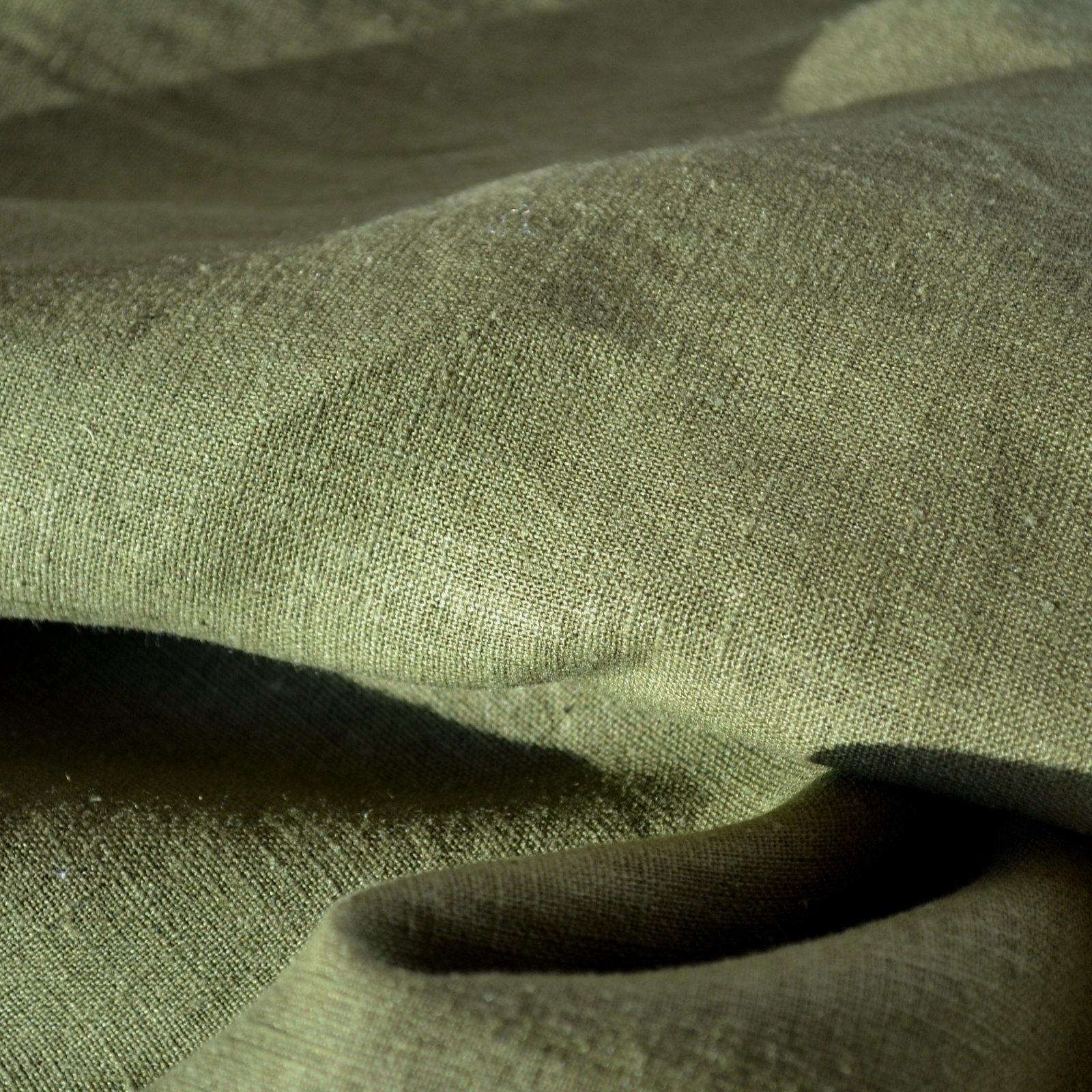 Tessuto Di Lino - Tinta Unita - Verde Militare | 100% Puro Lino