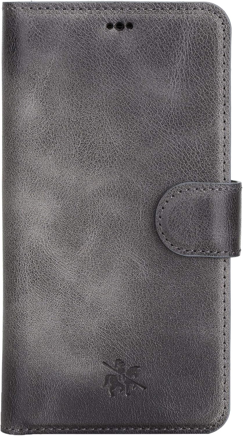 Venito Florence Leather Wallet Phone Case Compatible with iPhone 11 - Extra Secure with RFID Blocking - Detachable Phone Wallet - Faded Gray