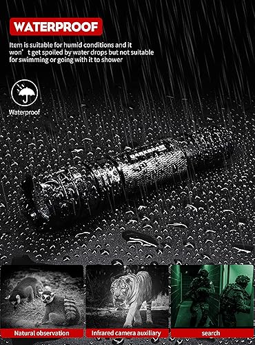 Miniatura 6 de DARKBEAM Linterna IR Infrarrojos 940nm Luces LED Mini para Visión Nocturna, recargable Portátil Táctica IR Iluminador Antorcha, Enfoque Ajustable